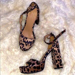 TopLine cheetah chunky heels